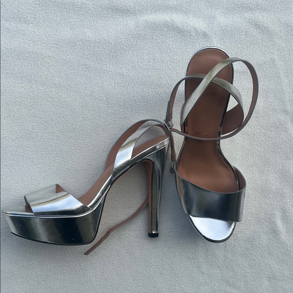 Halston Heritage Metallic Silver Platform Heels